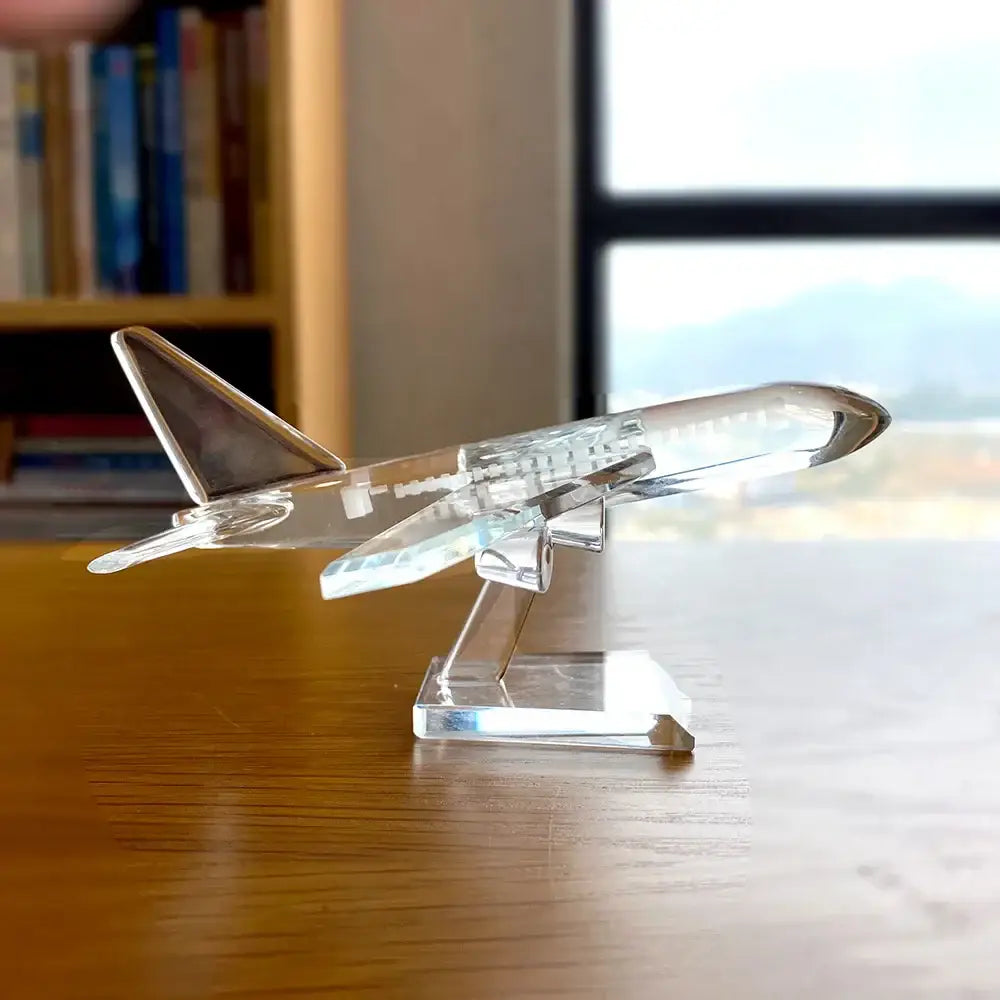 Modern clear crystal aircraft figurine living room decor