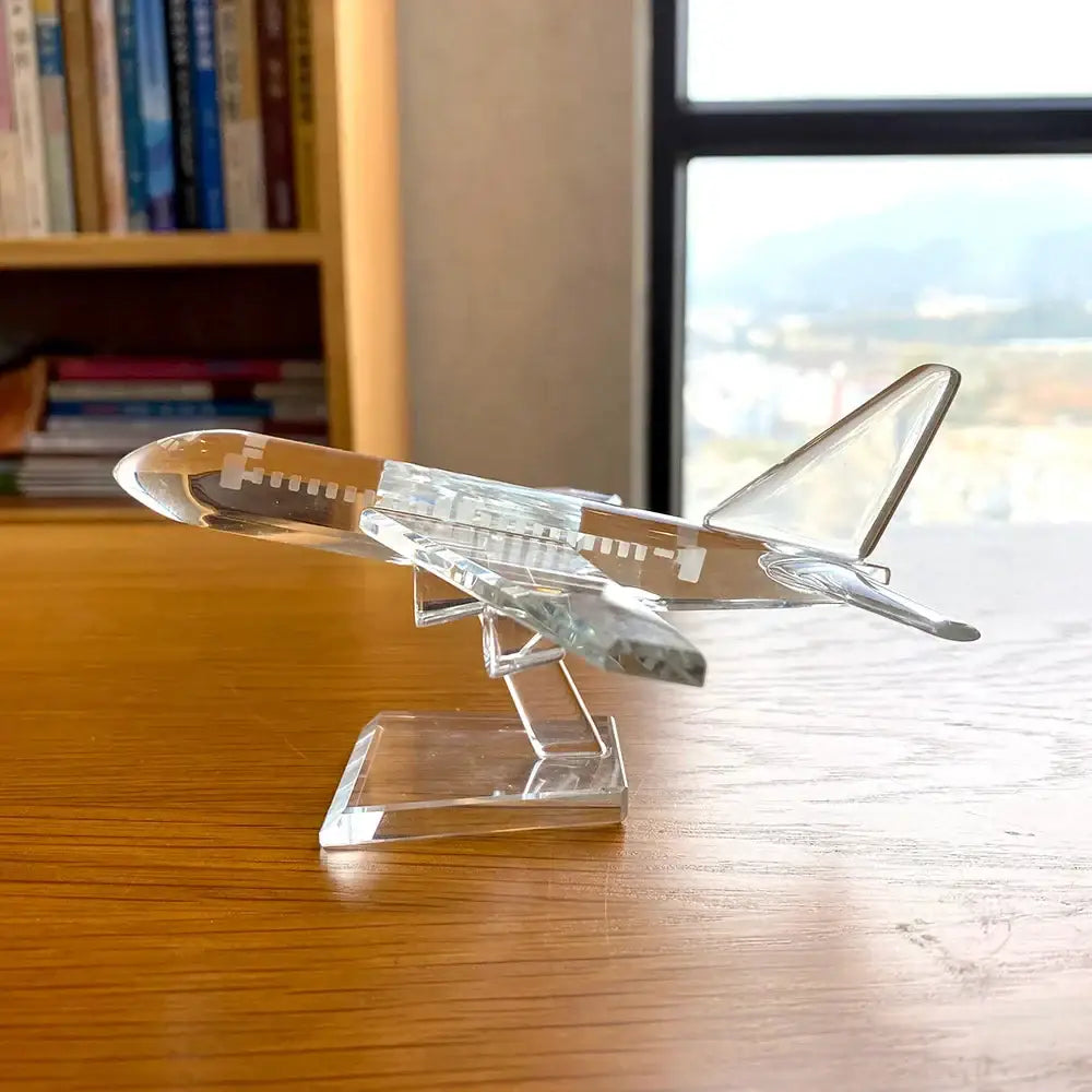 Modern clear crystal aircraft figurine living room decor
