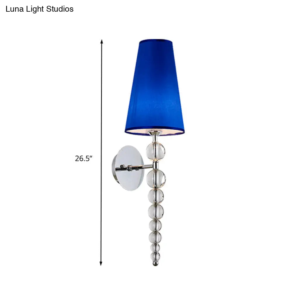 DecorBites™ Modern Clear Crystal Glass Cone Wall Sconce Light, 1 Head Blue Lighting Fixture, 19"/26.5" Tall