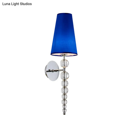 DecorBites™ Modern Clear Crystal Glass Cone Wall Sconce Light, 1 Head Blue Lighting Fixture, 19"/26.5" Tall
