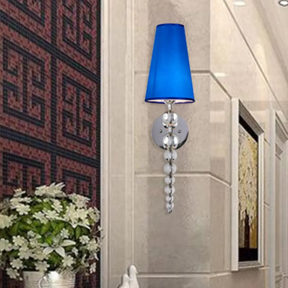 DecorBites™ Modern Clear Crystal Glass Cone Wall Sconce Light, 1 Head Blue Lighting Fixture, 19"/26.5" Tall