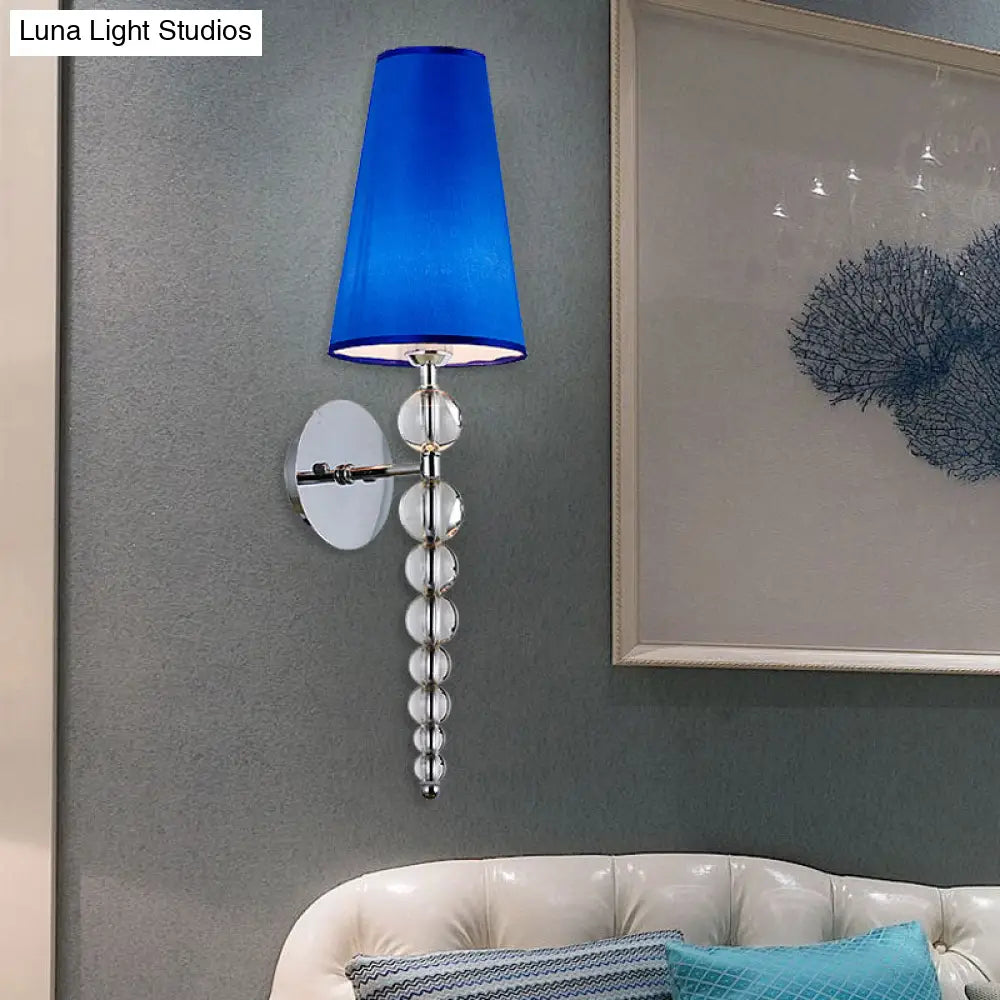 DecorBites™ Modern Clear Crystal Glass Cone Wall Sconce Light, 1 Head Blue Lighting Fixture, 19"/26.5" Tall