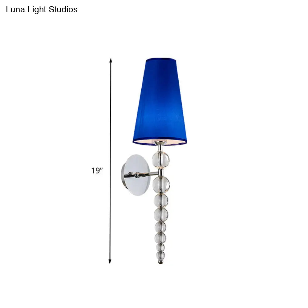 DecorBites™ Modern Clear Crystal Glass Cone Wall Sconce Light, 1 Head Blue Lighting Fixture, 19"/26.5" Tall