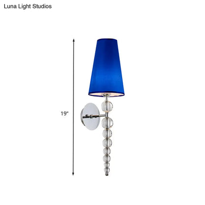 DecorBites™ Modern Clear Crystal Glass Cone Wall Sconce Light, 1 Head Blue Lighting Fixture, 19"/26.5" Tall