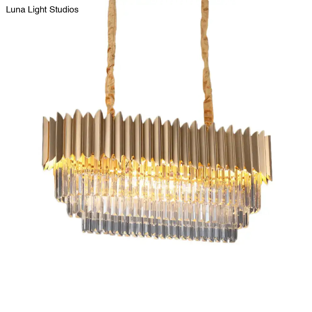 Modern clear crystal gold finish pendant lamp dining room chandelier
