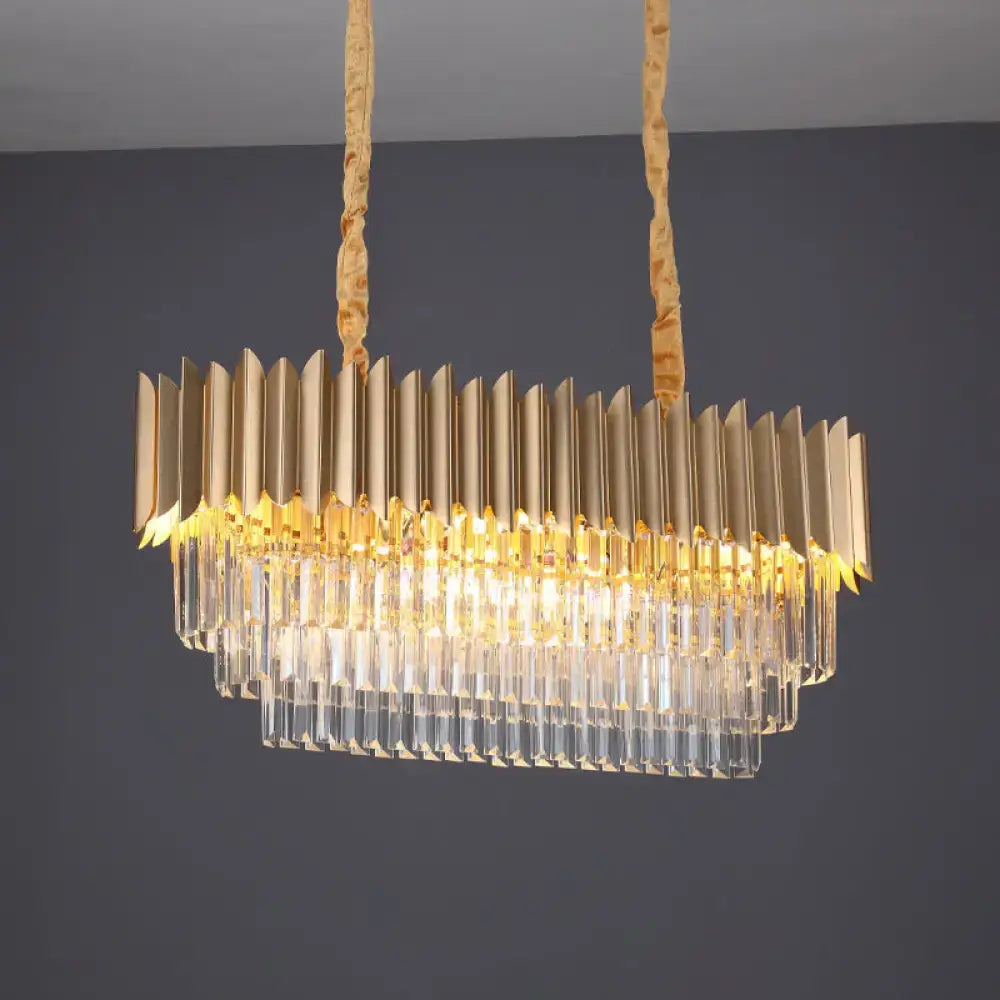 Modern clear crystal gold finish pendant lamp dining room chandelier