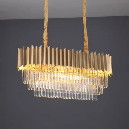 Modern clear crystal gold finish pendant lamp dining room chandelier