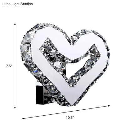 Modern clear crystal heart wall lamp bedroom warm & white light