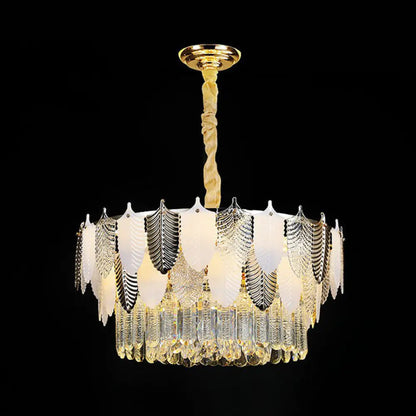DecorBites™ Modern Clear Crystal Leaf Pendant Chandelier - Stylish Suspension Light for Living Room