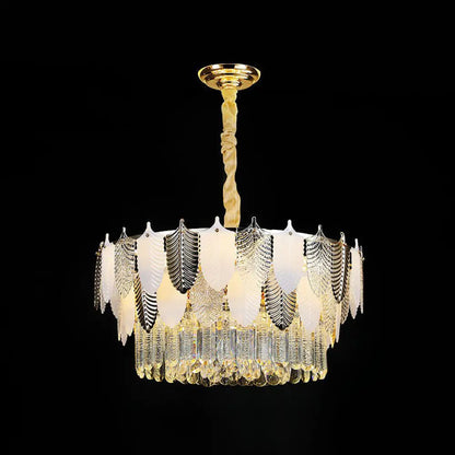 DecorBites™ Modern Clear Crystal Leaf Pendant Chandelier - Stylish Suspension Light for Living Room
