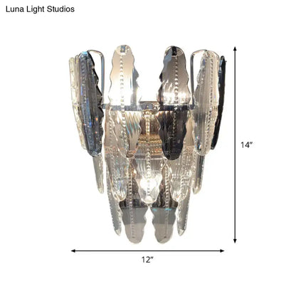 Modern clear crystal & smoked glass wall sconce living room light