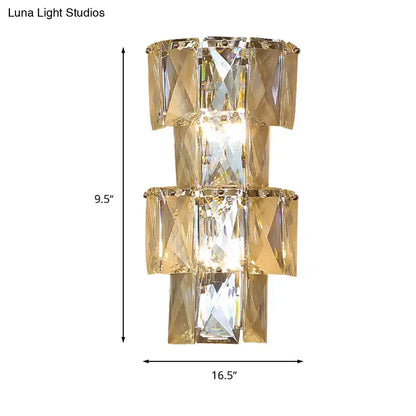 Modern clear crystal tiered wall lamp bedroom chrome sconce kit