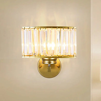 DecorBites™ Modern Clear Crystal Wall Lamp with Gold Finish - Perfect for Hallway Lighting