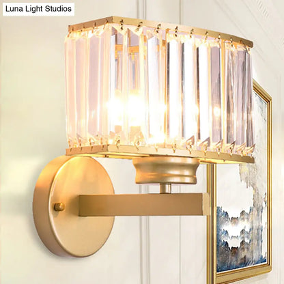 DecorBites™ Modern Clear Crystal Wall Lamp with Gold Finish - Perfect for Hallway Lighting