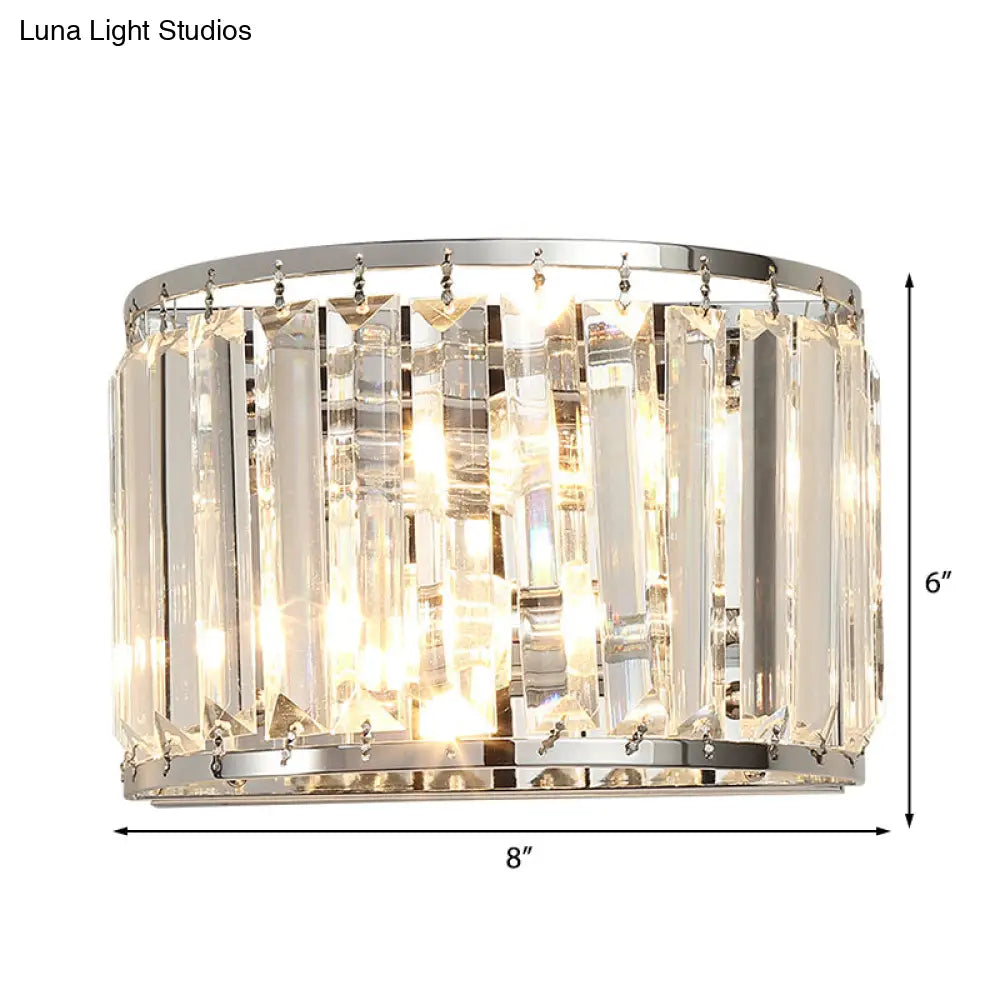 DecorBites™ Modern Clear Crystal Wall Mounted Light, 2-Bulb Chrome Finish Wall Lamp