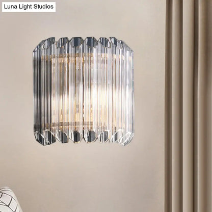 DecorBites™ Modern Clear Crystal Wall Sconce - Half Drum Bedroom Light Fixture with 1 Light Simplicity