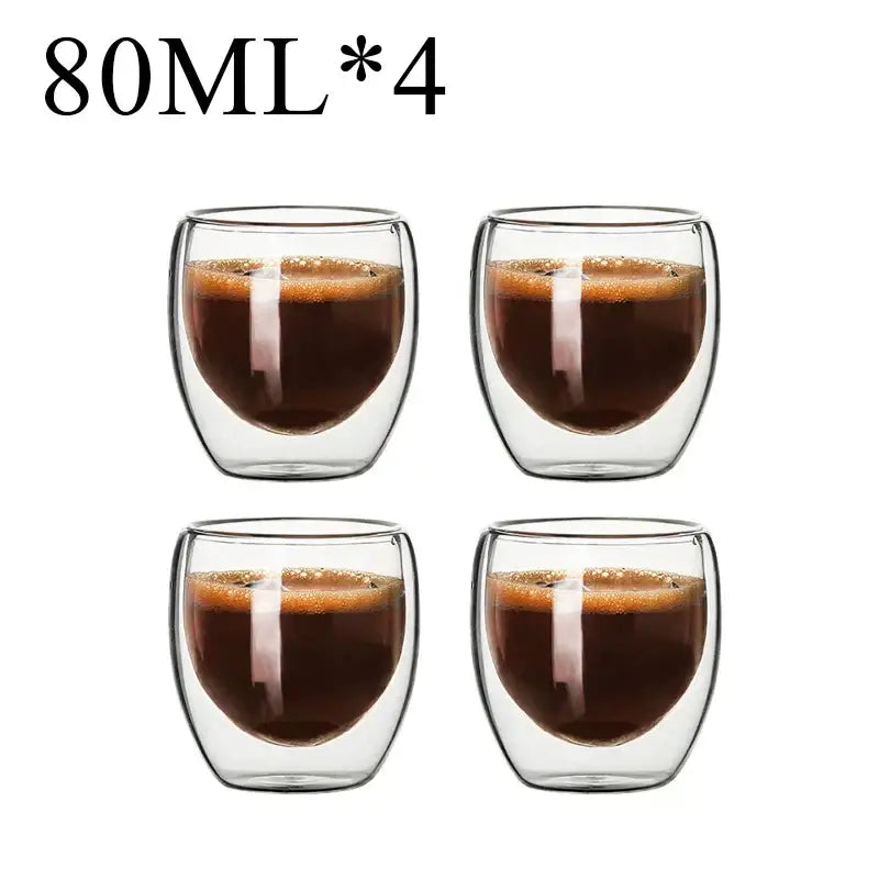Modern clear double wall borosilicate glass espresso cups kitchen set