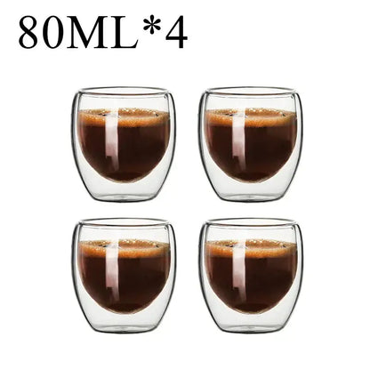 Modern clear double wall borosilicate glass espresso cups kitchen set