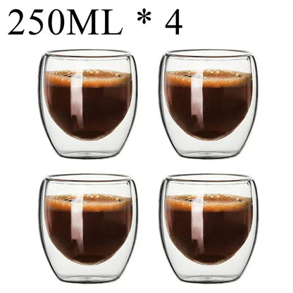 Modern clear double wall borosilicate glass espresso cups kitchen set