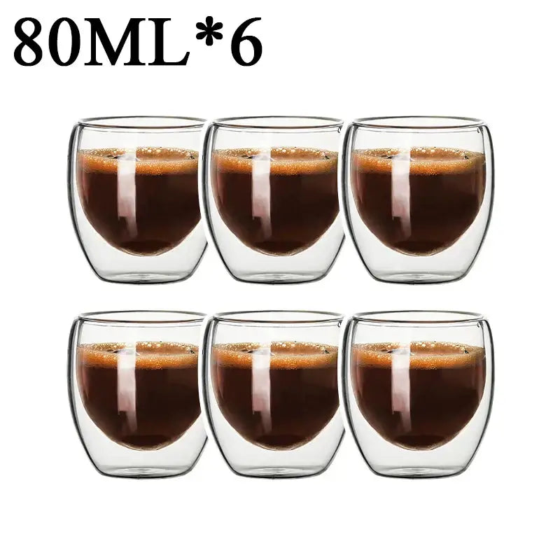 Modern clear double wall borosilicate glass espresso cups kitchen set