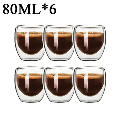 Modern clear double wall borosilicate glass espresso cups kitchen set