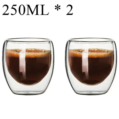 Modern clear double wall borosilicate glass espresso cups kitchen set