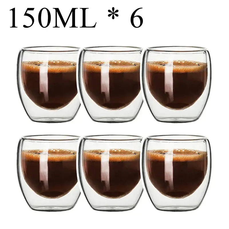 Modern clear double wall borosilicate glass espresso cups kitchen set