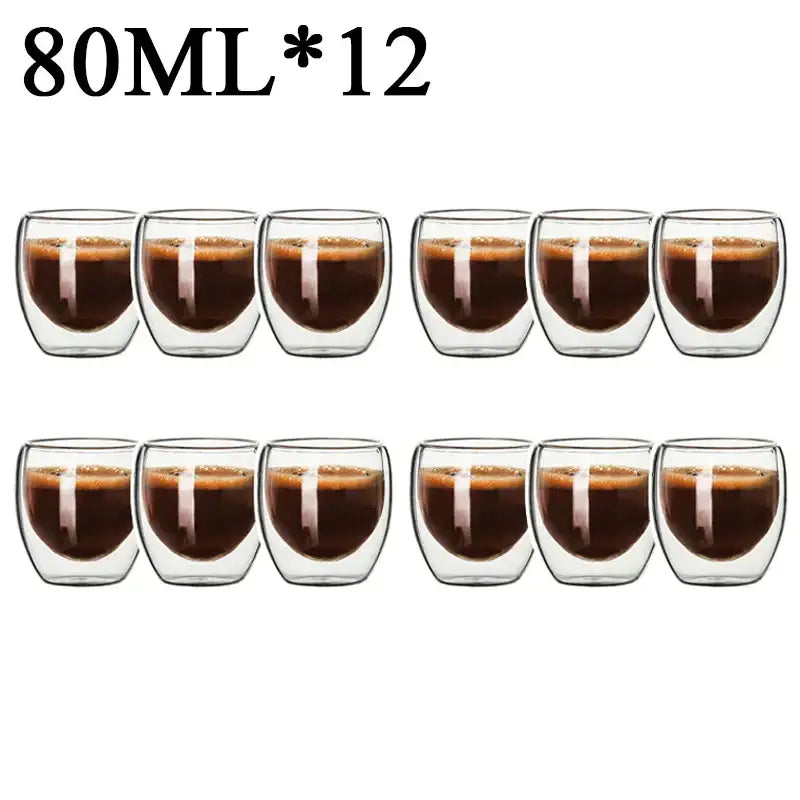 Modern clear double wall borosilicate glass espresso cups kitchen set