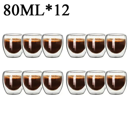 Modern clear double wall borosilicate glass espresso cups kitchen set