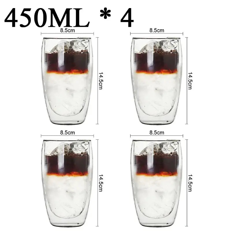 Modern clear double wall borosilicate glass espresso cups kitchen set