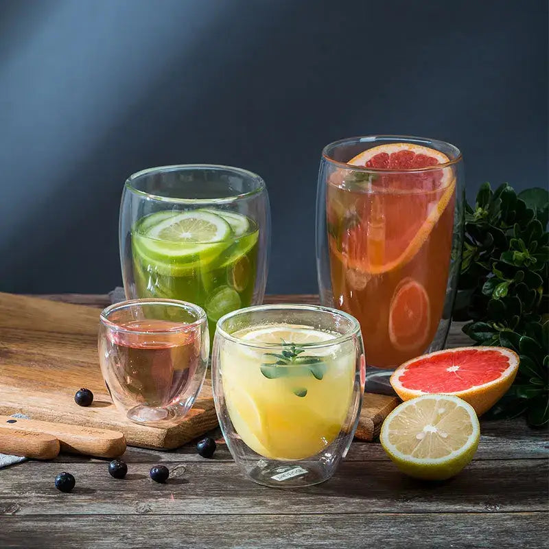 Modern clear double wall borosilicate glass espresso cups kitchen set