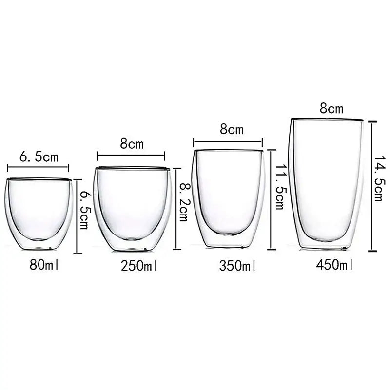 Modern clear double wall borosilicate glass espresso cups kitchen set