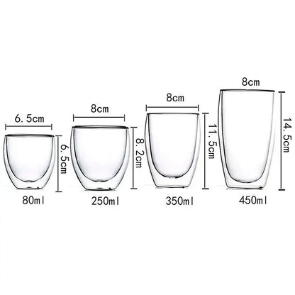 Modern clear double wall borosilicate glass espresso cups kitchen set