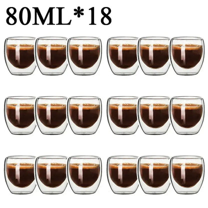 Modern clear double wall borosilicate glass espresso cups kitchen set