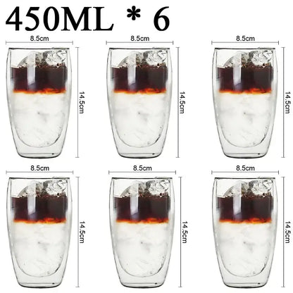 Modern clear double wall borosilicate glass espresso cups kitchen set