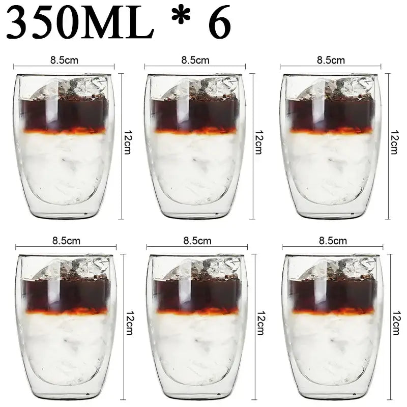 Modern clear double wall borosilicate glass espresso cups kitchen set