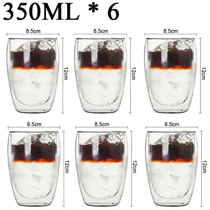 Modern clear double wall borosilicate glass espresso cups kitchen set