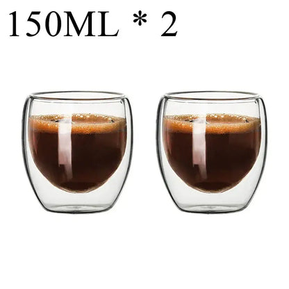 Modern clear double wall borosilicate glass espresso cups kitchen set