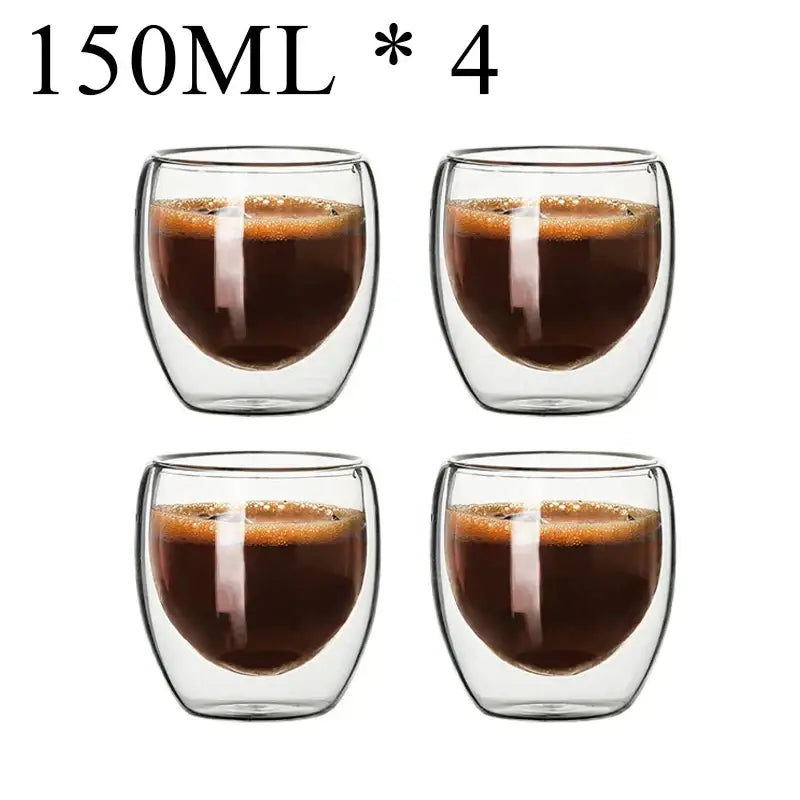 Modern clear double wall borosilicate glass espresso cups kitchen set