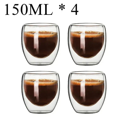 Modern clear double wall borosilicate glass espresso cups kitchen set