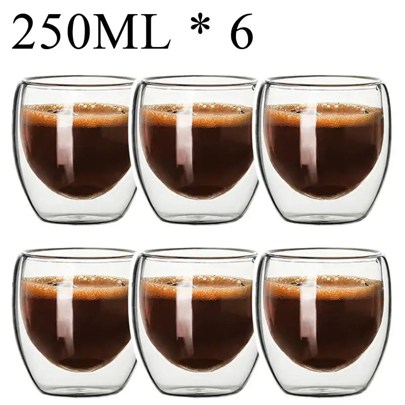 Modern clear double wall borosilicate glass espresso cups kitchen set