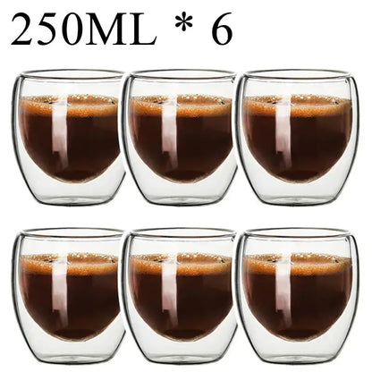 Modern clear double wall borosilicate glass espresso cups kitchen set