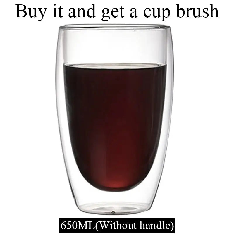 Modern clear double wall borosilicate glass mug kitchen coffee cup