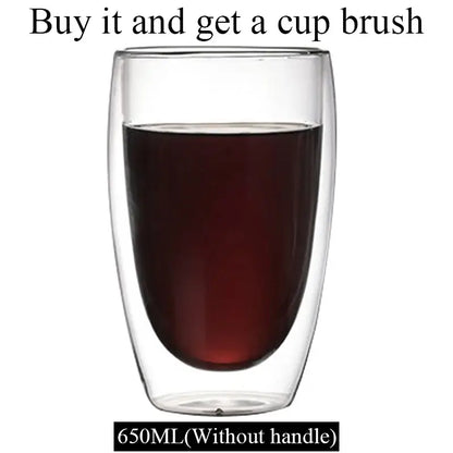 Modern clear double wall borosilicate glass mug kitchen coffee cup