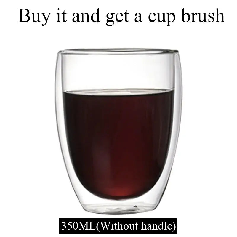 Modern clear double wall borosilicate glass mug kitchen coffee cup