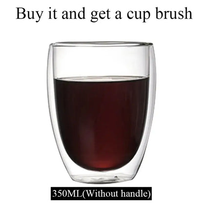 Modern clear double wall borosilicate glass mug kitchen coffee cup
