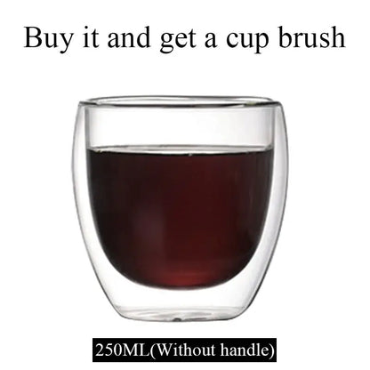 Modern clear double wall borosilicate glass mug kitchen coffee cup