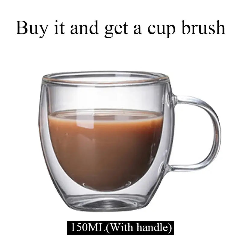 Modern clear double wall borosilicate glass mug kitchen coffee cup