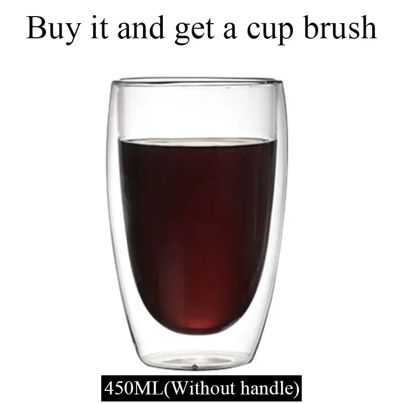 Modern clear double wall borosilicate glass mug kitchen coffee cup