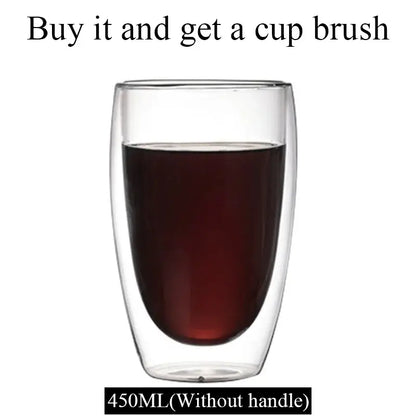 Modern clear double wall borosilicate glass mug kitchen coffee cup